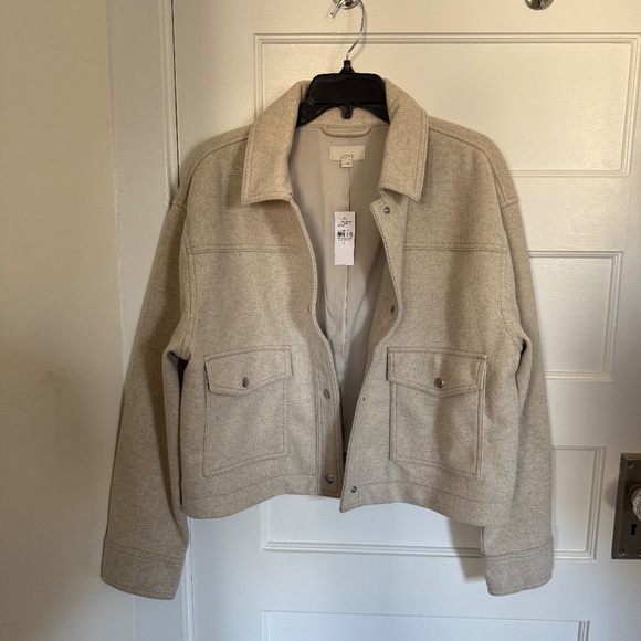 Brushed Cropped Shirt Jacket - oatmeal - Picture 3 of 5